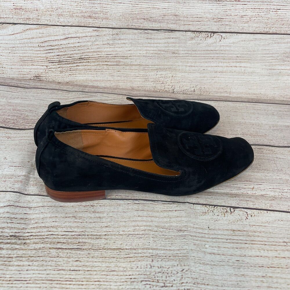 Tory Burch Leigh Womens Sz 11 Black Suede Loafers Slip On - Picture 4 of 9